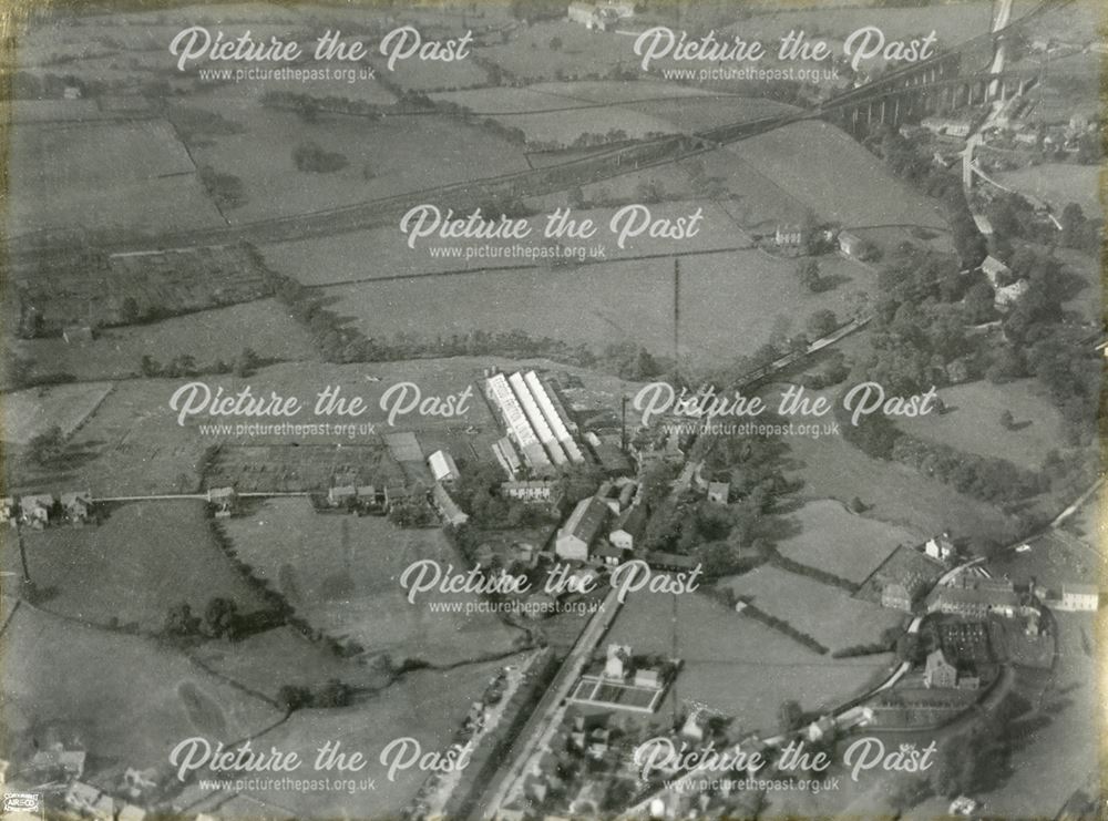 Aerial view showing the Ferodo Works and Hayfield Road, Chapel en le Frith, 1924