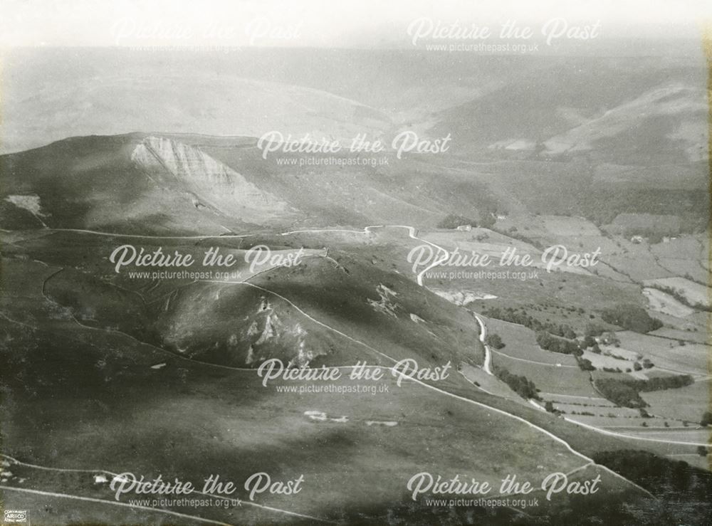 Aerial view of Winnats Pass and Mam Tor, Castleton, 1924