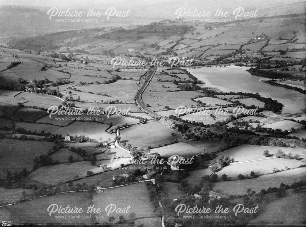 Aerial view of village and reservoir, Combs, 1924