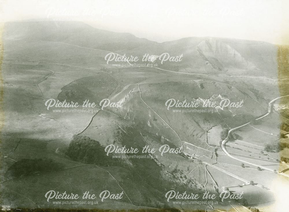 Aerial view including Winnats Pass and Mam Tor, Castleton, 1924