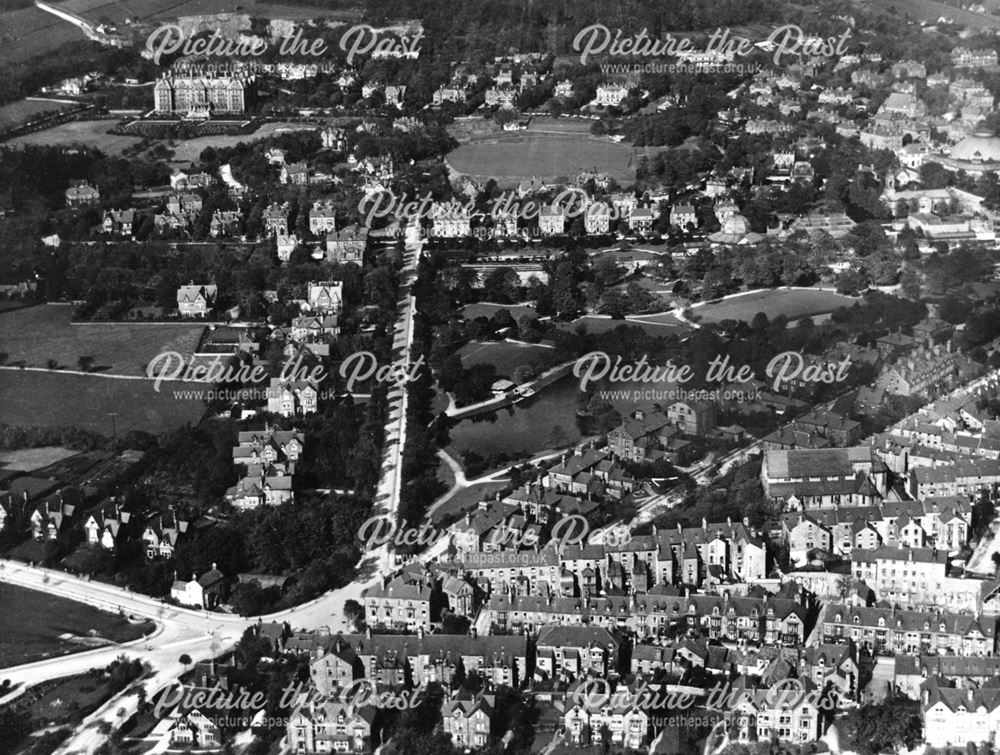 Aerial view of Burlington Road area, Buxton, 1924