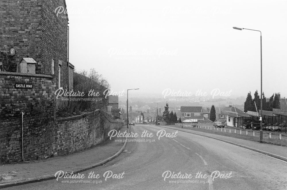 Junction of Castle Road with George Street Looking West, Church Gresley, 2002