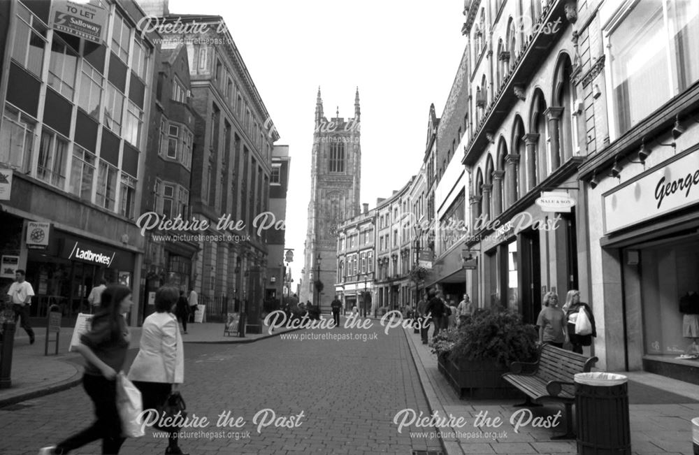 Irongate, Looking towards The All Saints' Church (Derby Cathedral)