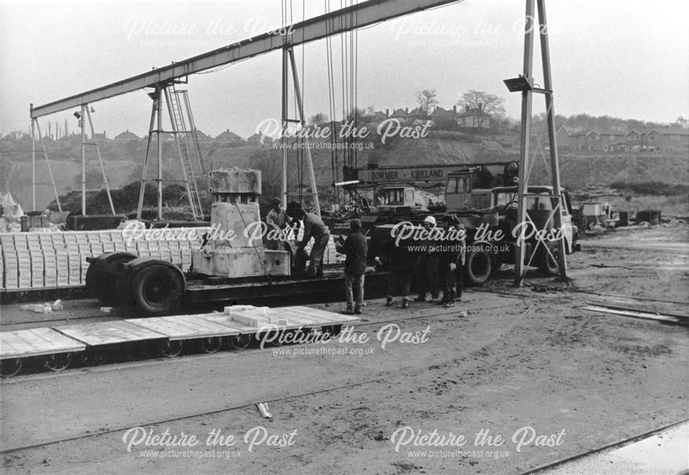 Bellis and Morcom Stationary Steam Engine on a Low Loader, Berry Hill Lane, Mansfield, 1973