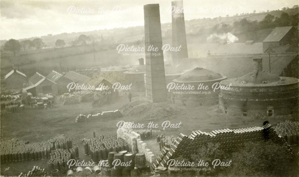 Elevated view of the brick and sanitary pipe works of W H and J Slater, Denby