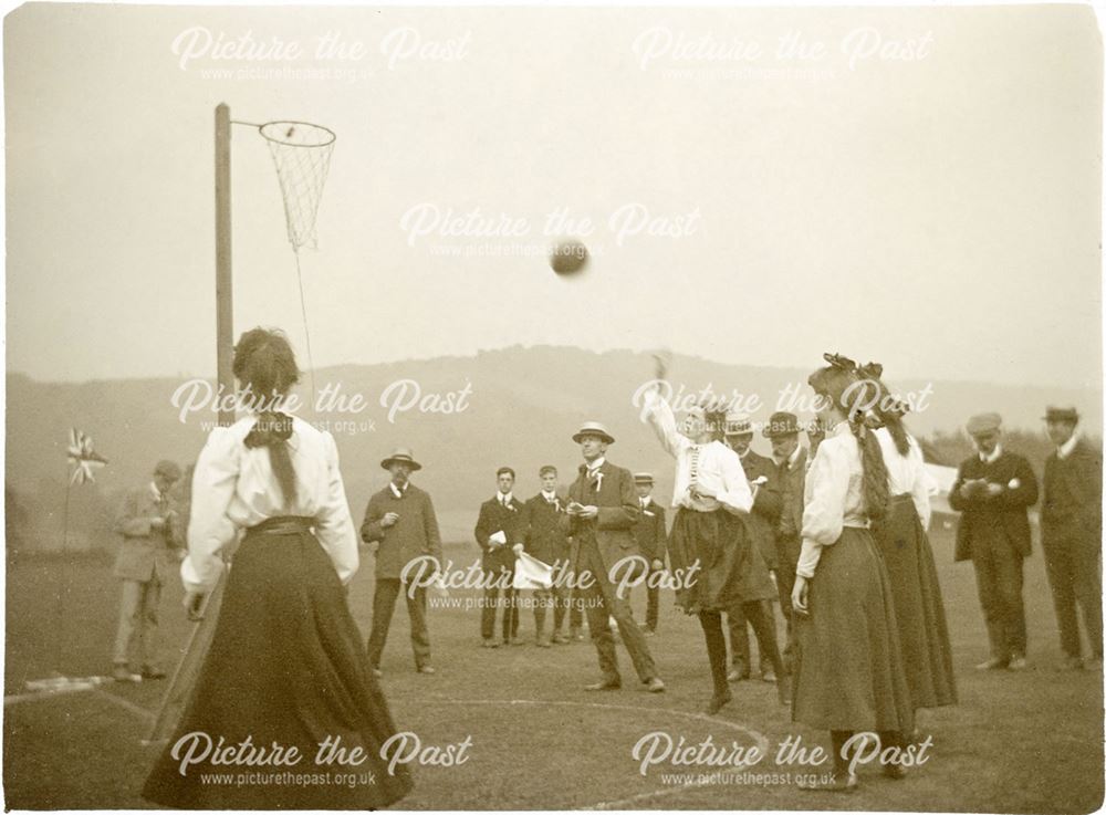 Playing netball at Lady Manners School, Bakewell, c1910
