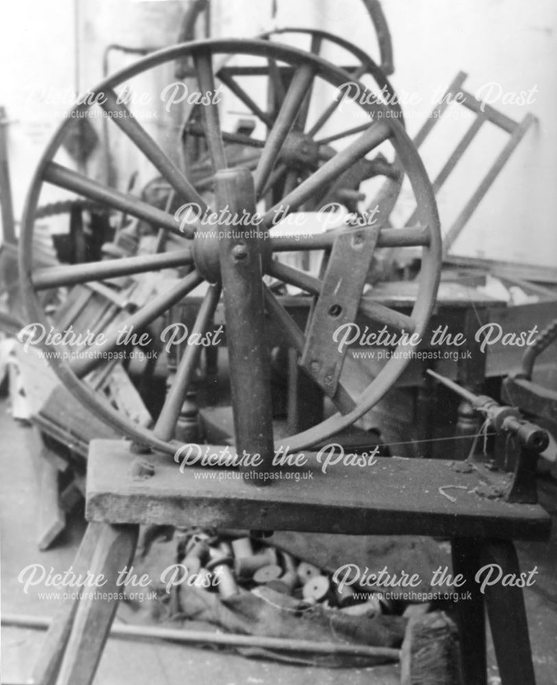 Hand Bobbin winder at H Johnson's, bootlace manufacturers, Cameron Road, Derby