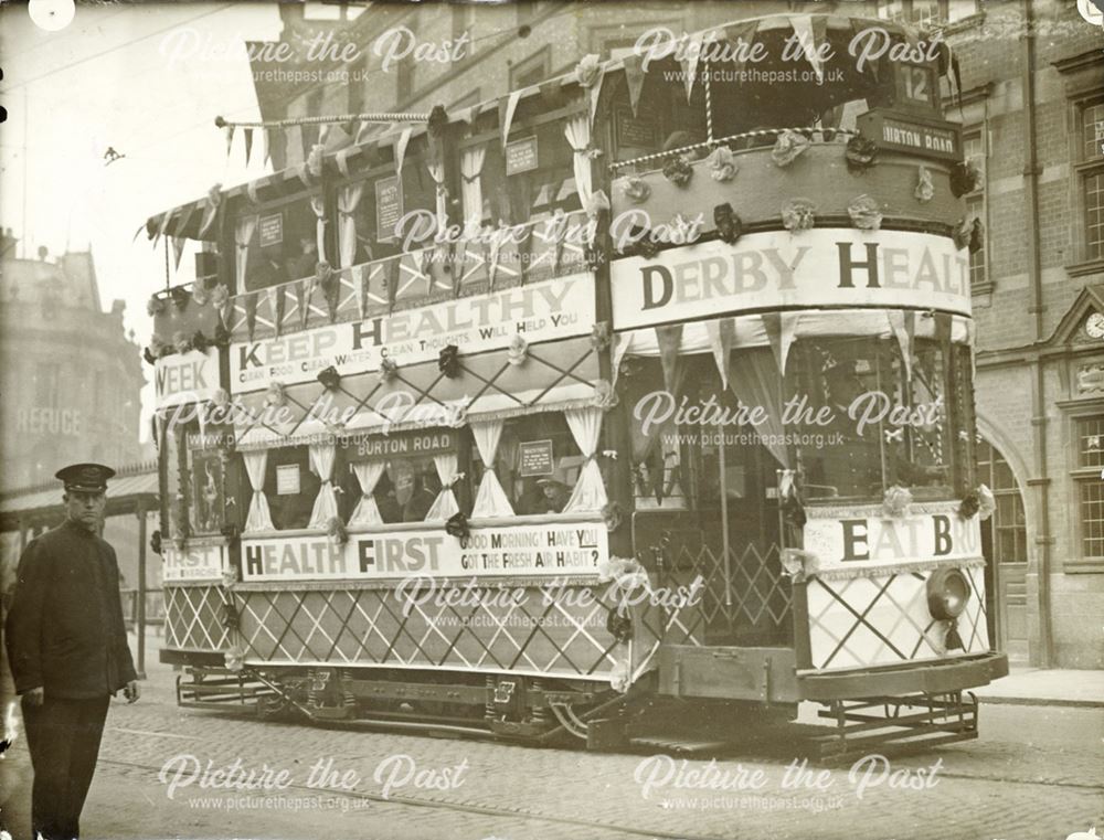 Decorated Derby Corporation electric tram
