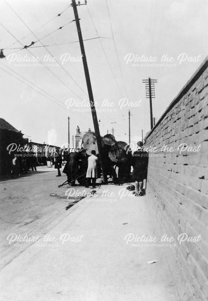 Collision with a trolleybus traction pole, possibly at Litchurch