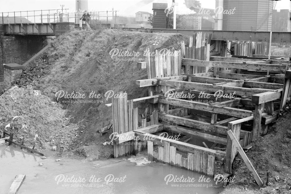 Construction of a new culvert through railway embankment for the diversion of the Nut Brook