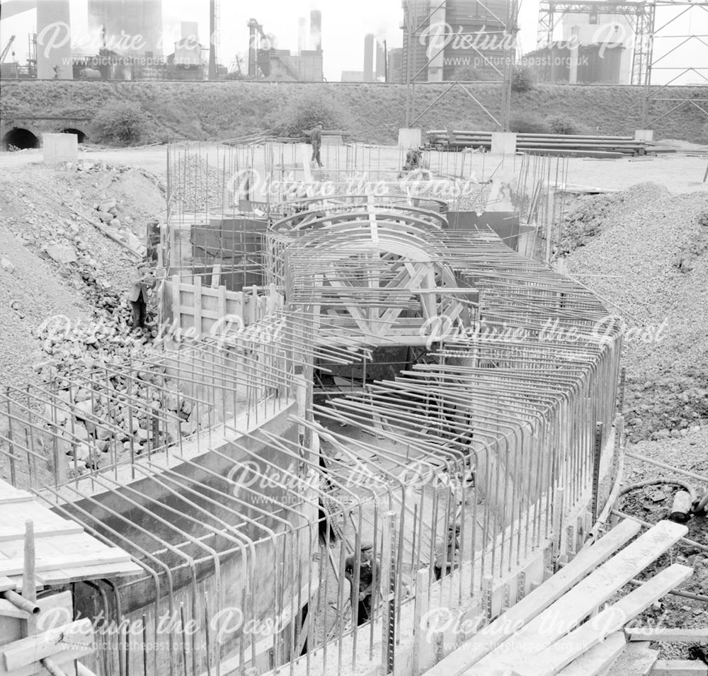 Construction of Ore Preparation Plant - steel framework for the chimney flue