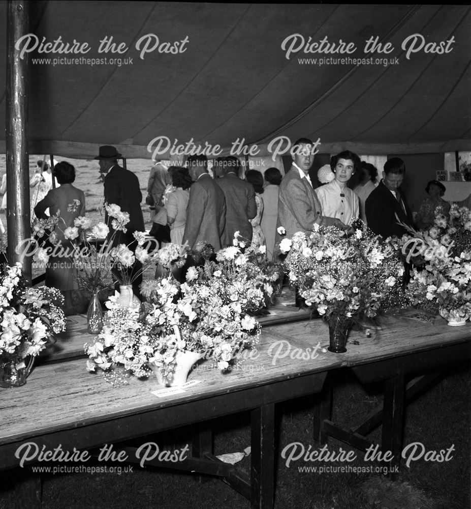 A display of cut flowers at a Stanton Works Annual Flower Show