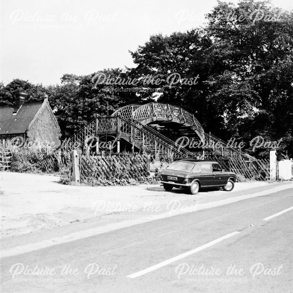 Footbridge at Darley Dale station, Station Road, Darley Dale, 1973