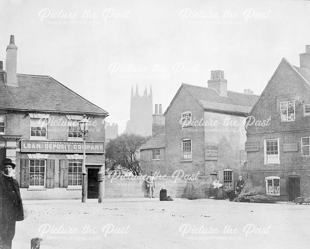 The end of St James' Lane and Bridge, Derby, c 1850s