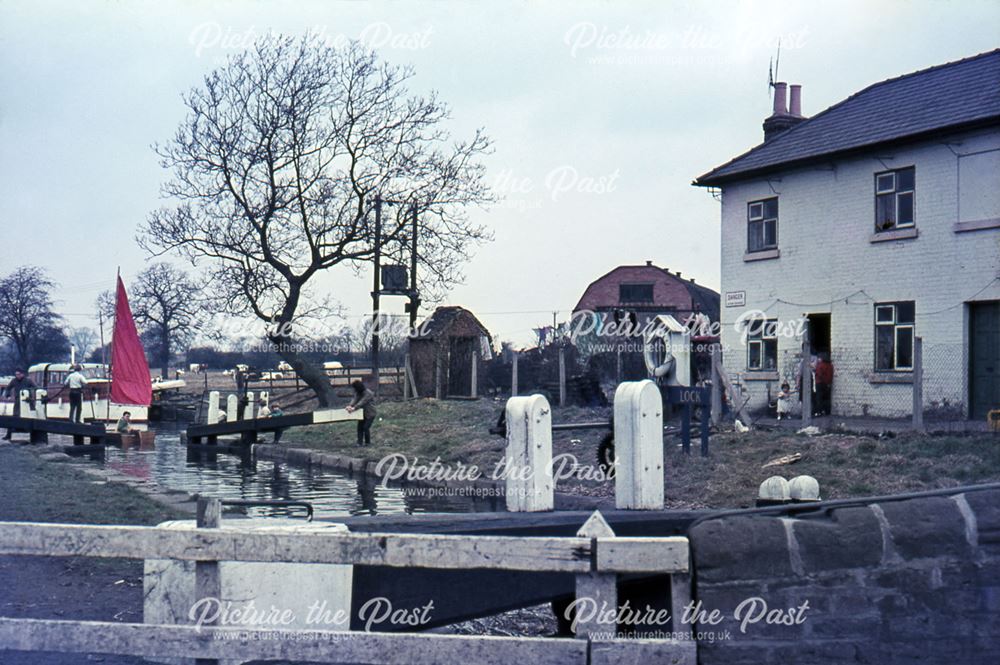 Stenson Lock from Stenson Road, Trent and Mersey Canal, Stenson 1966