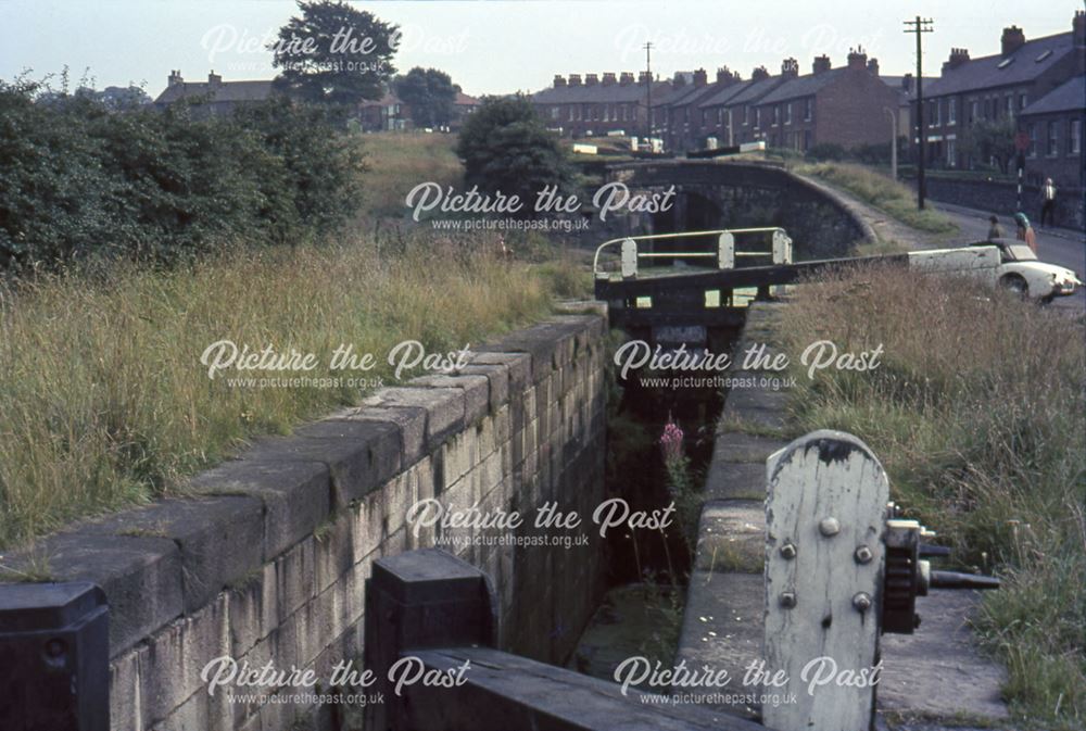 Locks on the Peak Forest Canal, Lockside, Marple, 1964