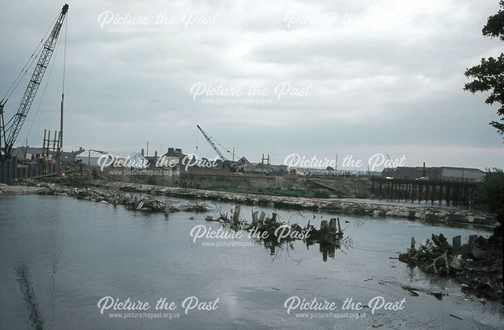 Remains of Long Bridge, River Derwent, Derby, 1970