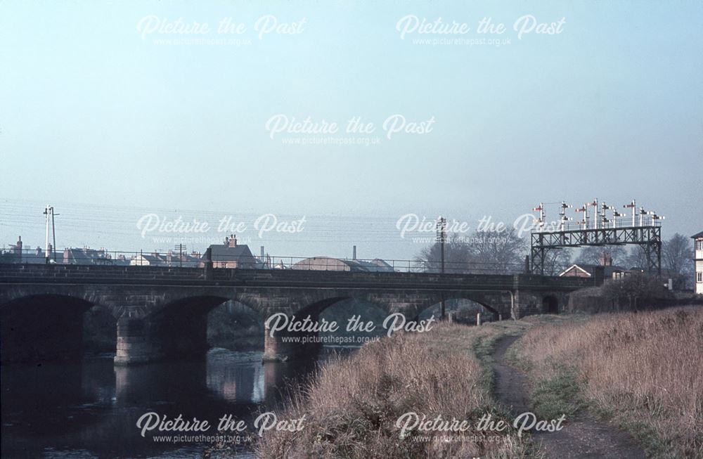 Five Arches Bridge across River Derwent, Derby Midland Station, Derby, 1964