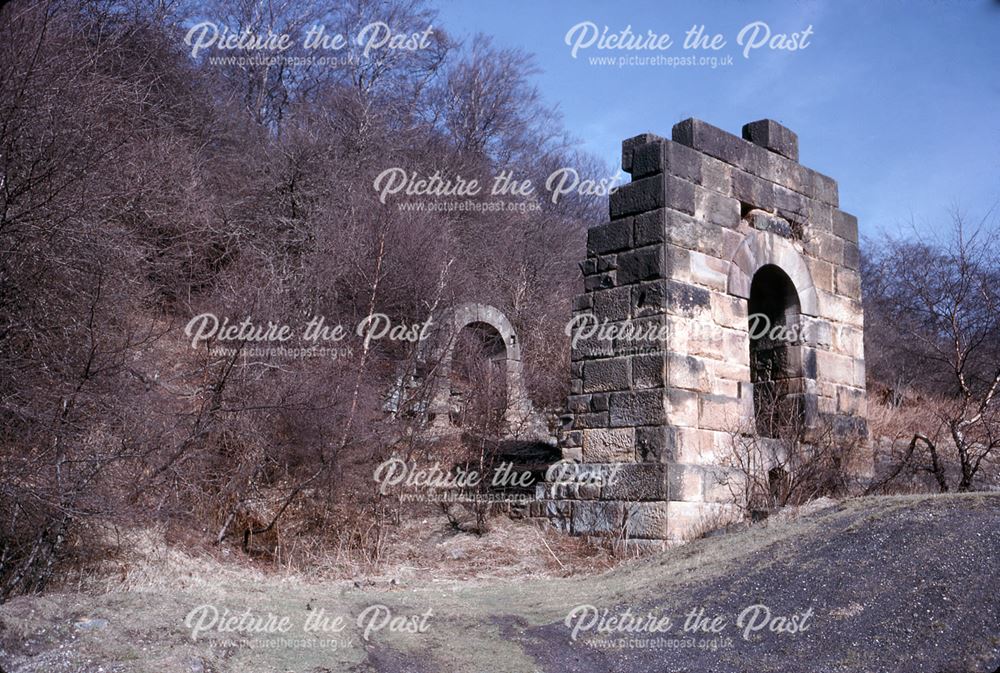 Remains of Gregory Shaft Engine House, Millclose Mine, Darley Bridge, c 1963