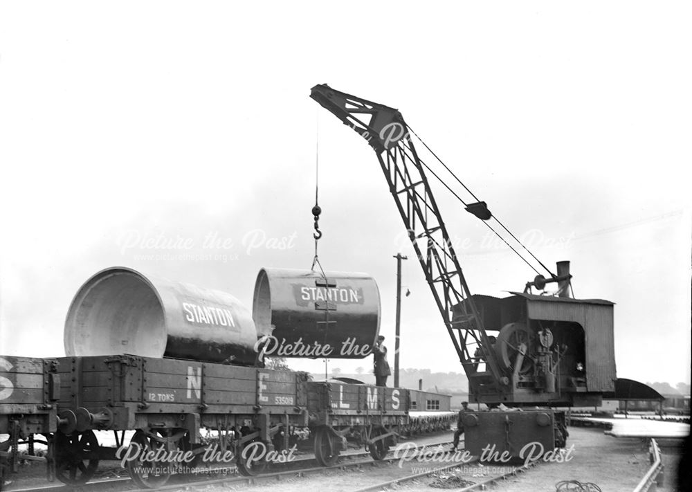 Loading Stanton pipes onto railway wagons