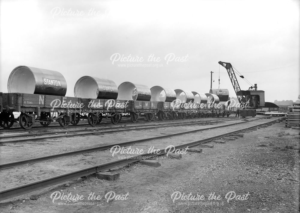 Loading Stanton pipes onto railway wagons