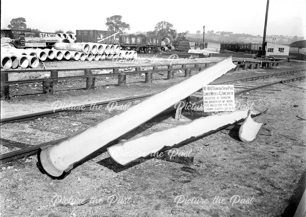 Concrete-lined iron pipe broken by Crown Agents Inspector