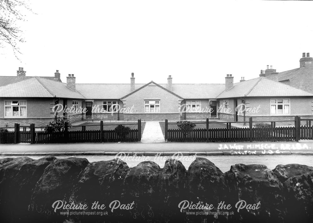 Bungalows constructed for Carlton Urban District Council, showing Stanton Ironworks concrete 'Crazy 