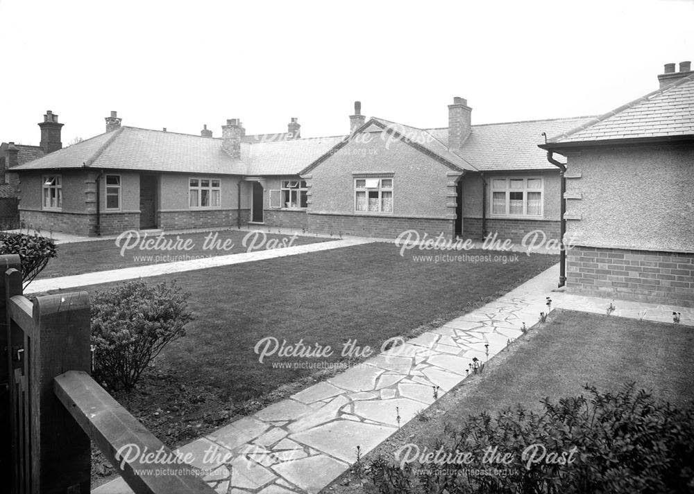 Bungalows constructed for Carlton Urban District Council, showing Stanton Ironworks concrete 'Crazy 