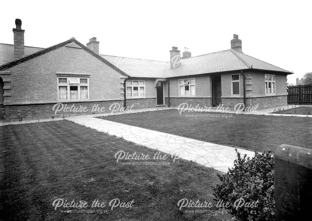 Bungalows constructed for Carlton Urban District Council, showing Stanton Ironworks concrete 'Crazy 