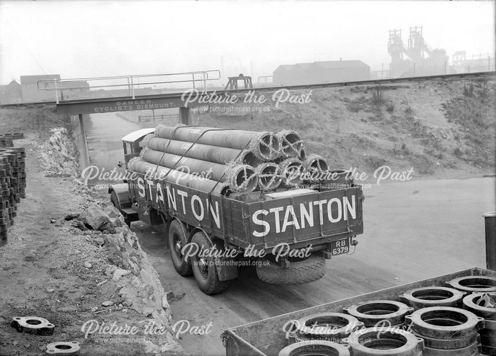 Lorries at Spun Pipe Plant Loading Stage