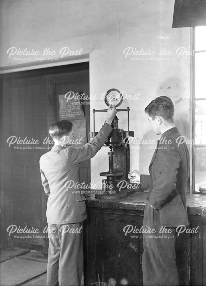 Apprentices in test house, Stanton Works, 1944