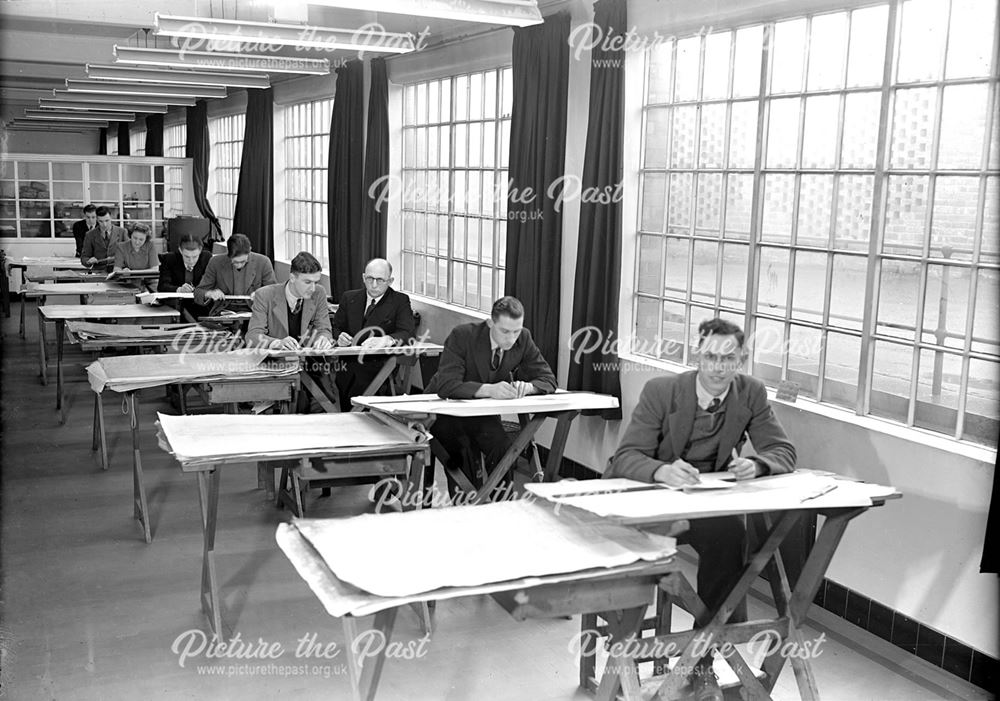 Apprentices in Drawing Office, Low's Lane, Stanton Works, 1944