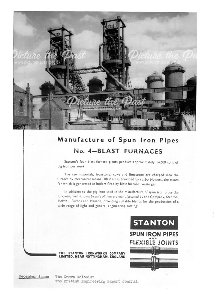 Advertisement for Stanton spun iron pipes and flexible joints