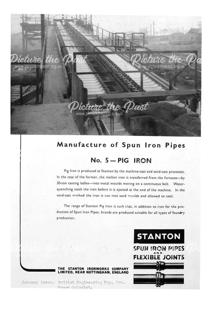 Advertisement for Stanton spun iron pipes and flexible joints