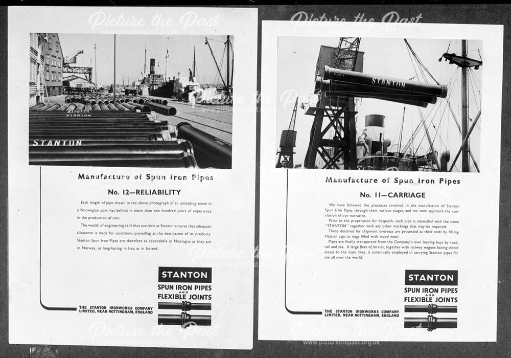 Advertisement for Stanton spun iron pipes and flexible joints