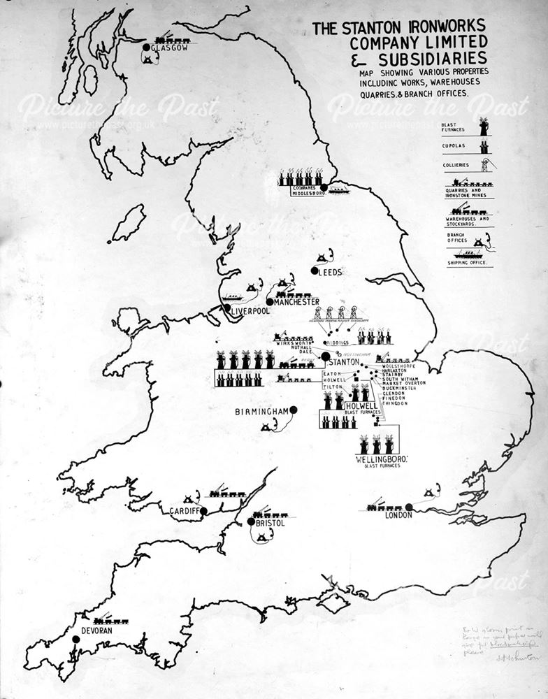 Map showing Stanton Ironworks Company's operations