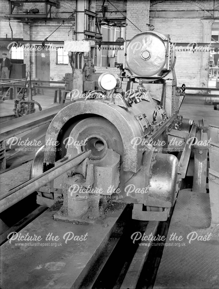 Pipe spinning machine at the Nutbrook Spun Plant