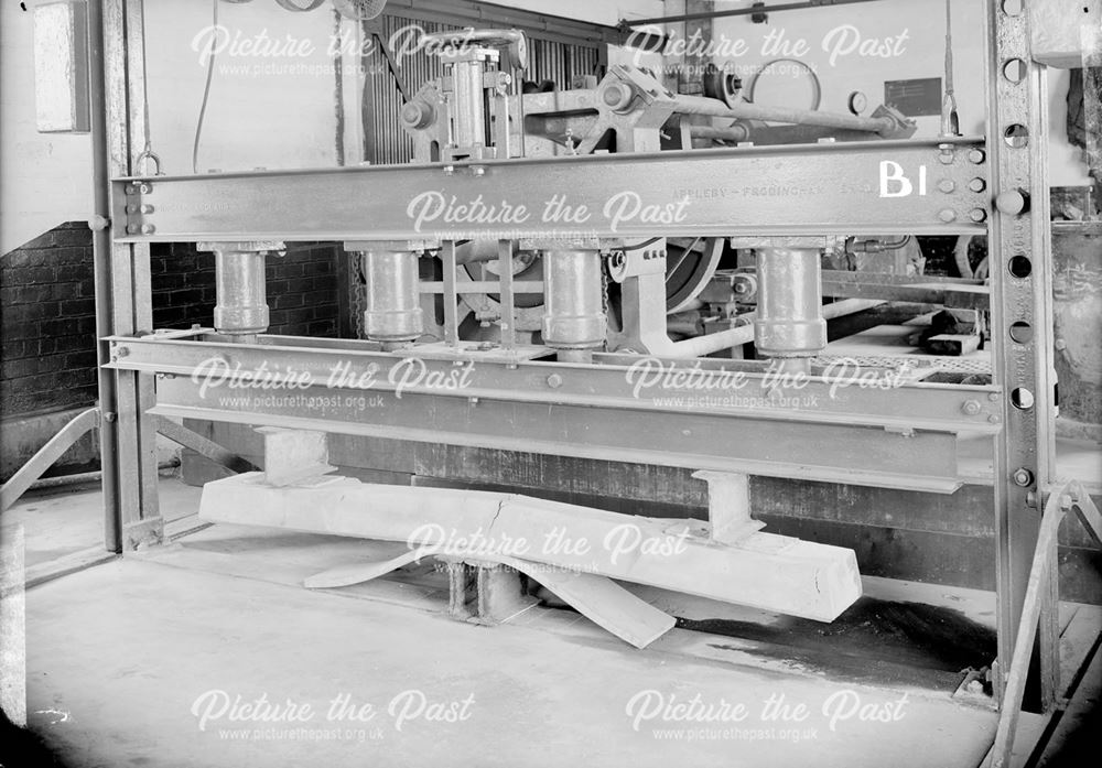 Concrete railway sleeper undergoing load test, 1940