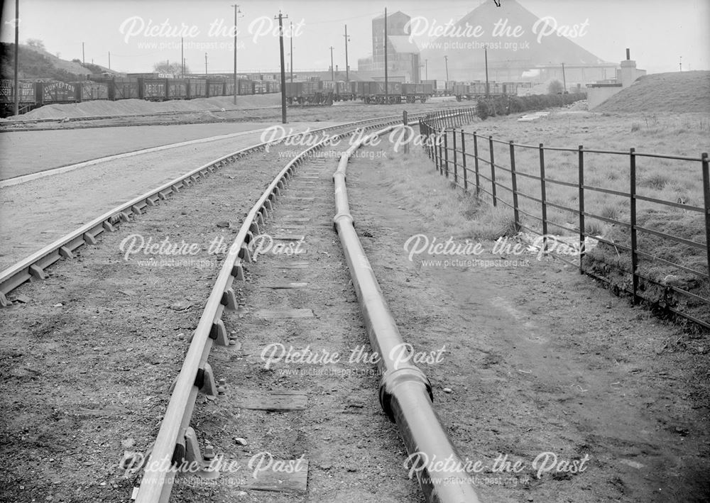 Pipeline laid alongside LMSR Stanton Old Works branch line, 1940