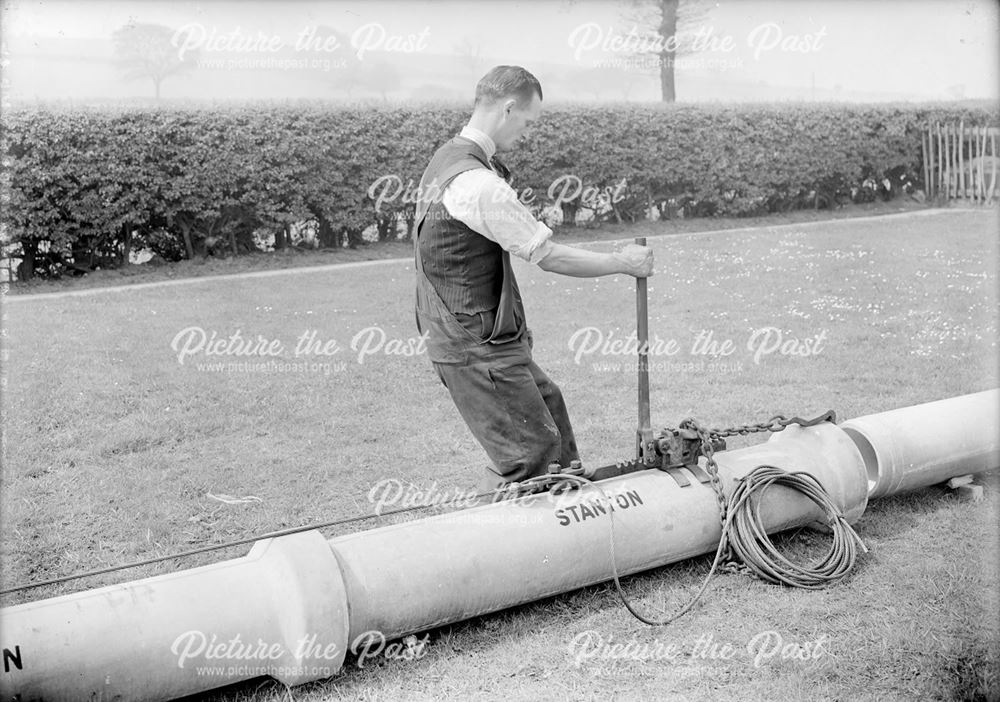 Demonstrating the jointing of concrete pipes, 1940