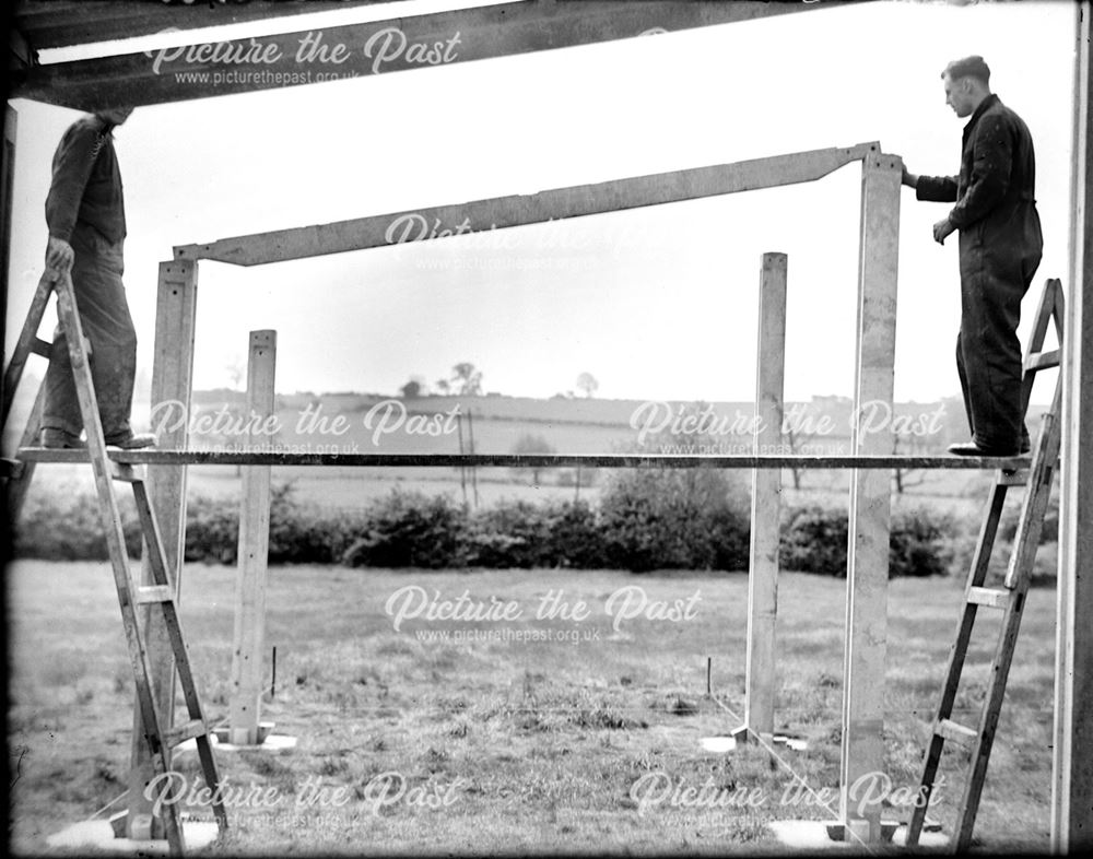 Construction of concrete farm shelter, 1944