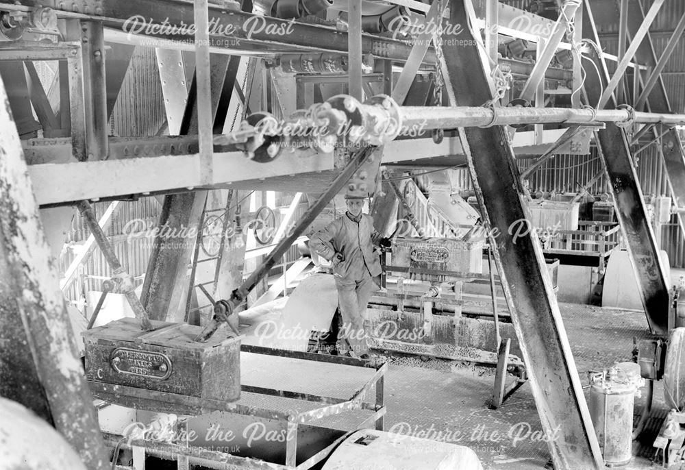 Mixing boxes inside the Slag Crushing Plant, 1930