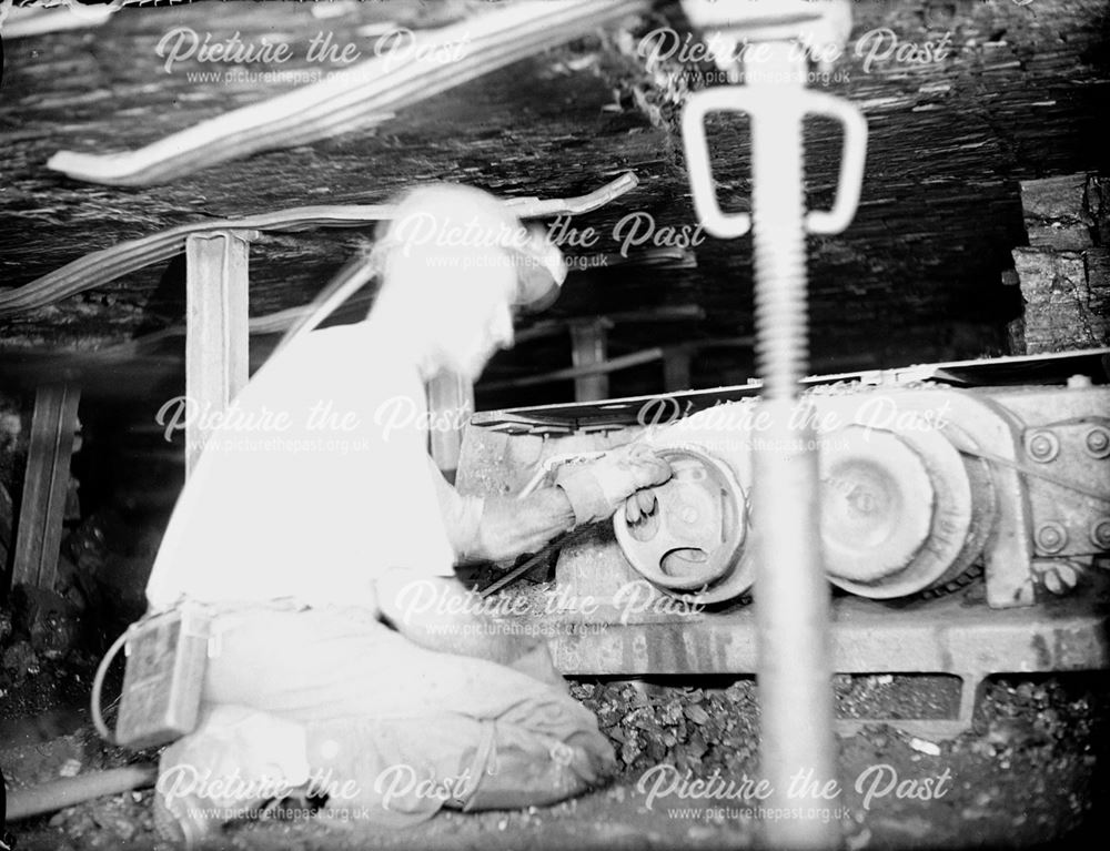 Coal Cutting Machine at Coal Face, Silverhill Colliery, Fackley, 1947