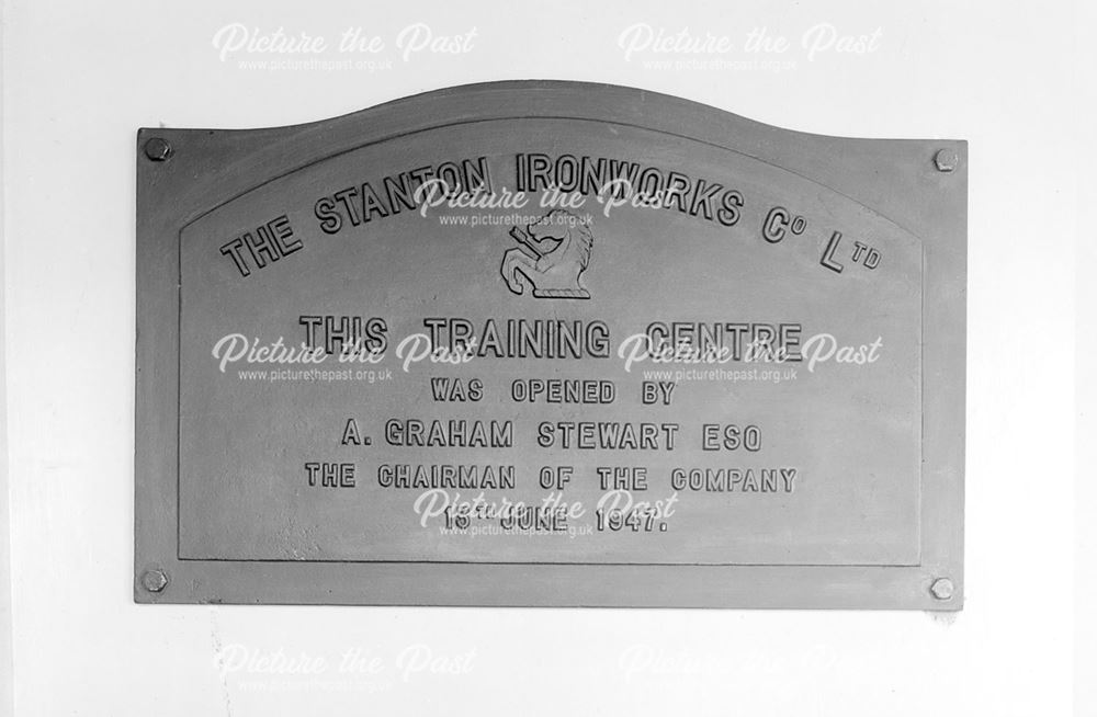 Plaque Commemorating Opening of Training Centre, Stanton Works, 1947