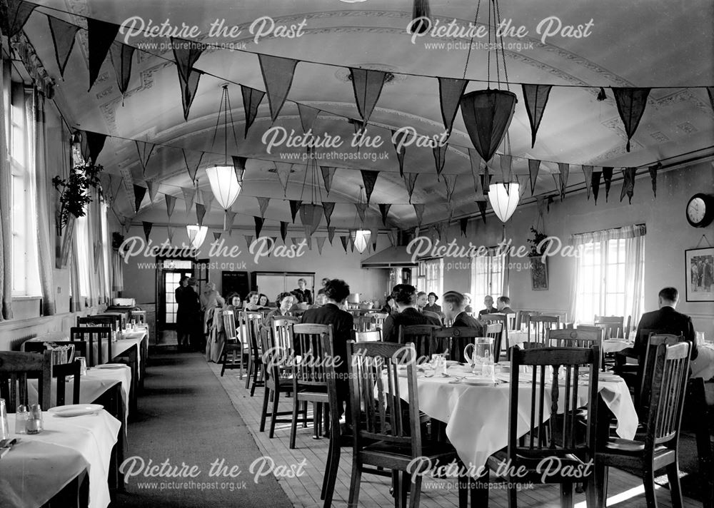 Interior of Restaurant at Club House, Stanton Works, c 1948?
