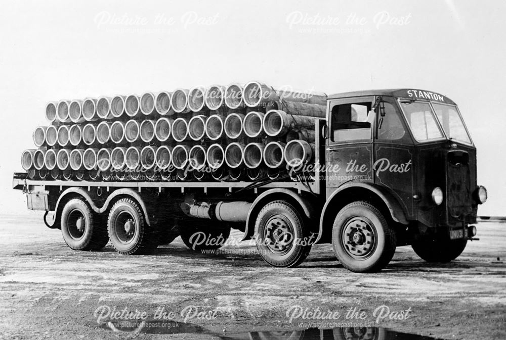 Stanton Iron Works Company Lorry Loaded with Concrete Pipes, Low's Lane, Stanton Works, c 1940s