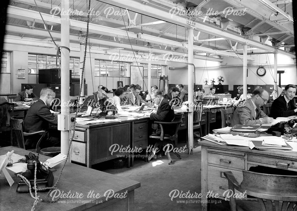 Interior of Main Offices (Commercial Department), Low's Lane, Stanton Works, 1949