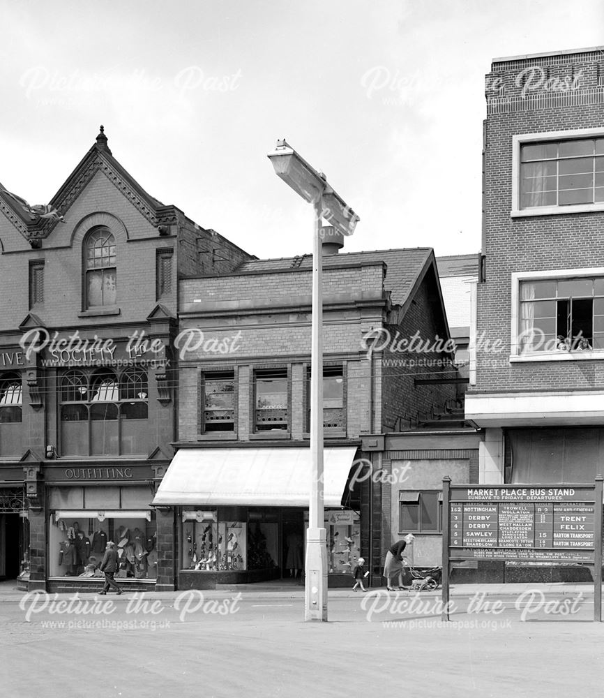 Market Place Looking West towards Co-Operative Society store, Ilkeston, c 1950s