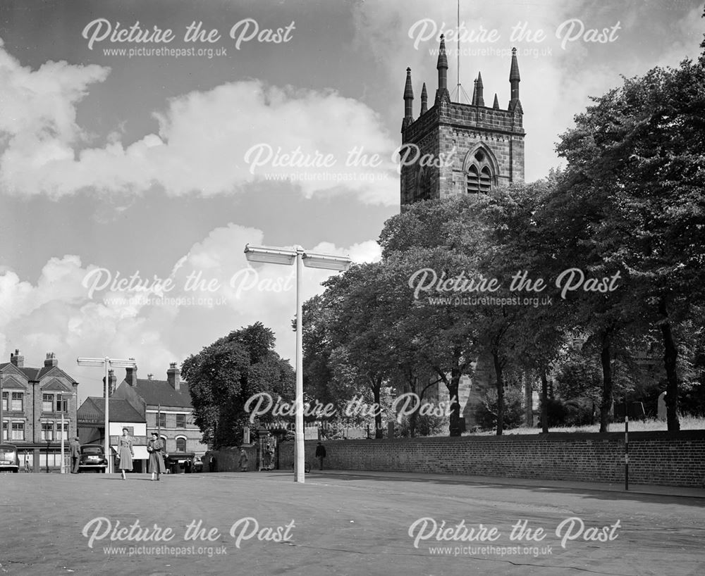 Market Place with St. Mary's Church, Ilkeston, c 1930s