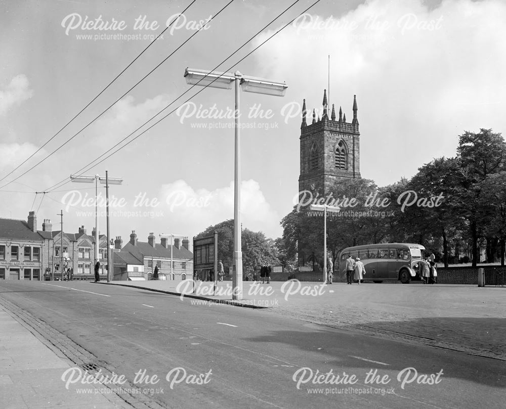 Market Place with St. Mary's Church, Ilkeston, c 1950s